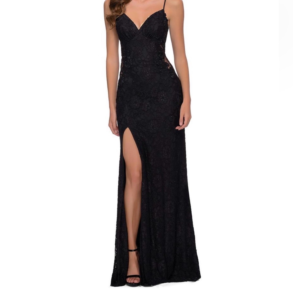NWT Nordstrom Black Lace LA FEMME PROM 29694 Dress